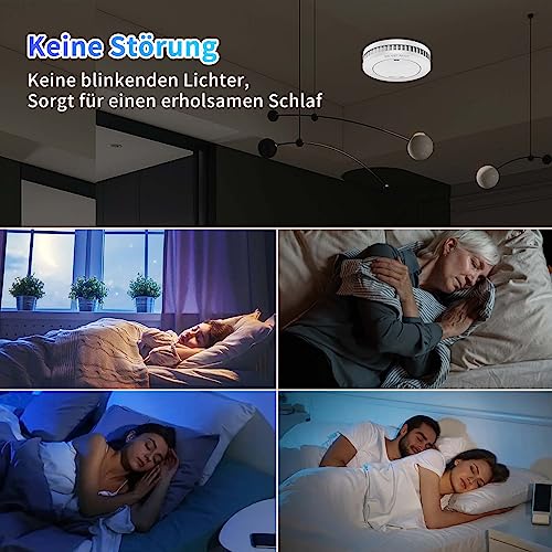 Xindum - Smoke Detector with Magnetic Mount, 10-Year Battery, CE Tested, Pack of 6