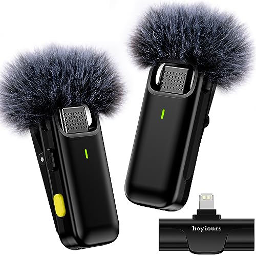 Hoyiours - Lavalier Wireless Microphone for iPhone/iPad, Plug & Play, 10H Battery Life