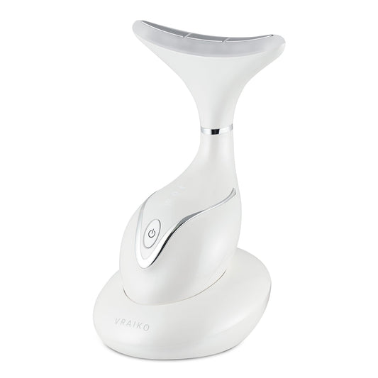 VRAIKO Iris Neck Face Massager, Pro Face Sculpting Tool with Charging Base, All-in-1 Facial Device for Enhanced Absorption, Radiance, Contouring, Elasticity, Home Facial Spa (White) - Medaid International