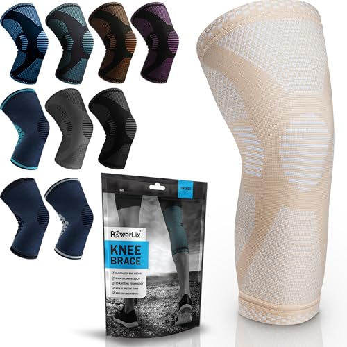 Powerlix - Knee Sleeve for Pain Relief, Support for Running & Sports, Unisex
