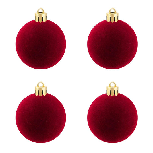 8Pcs Velvet Christmas Balls Bulk Flocked Hanging Ornaments, Drops & FinialsTree Ball Ornaments Xmas Decorative Pendants, Idea Decorations for Christmas Tree, Wreath, Garland, Home Festive(Red) - Medaid International