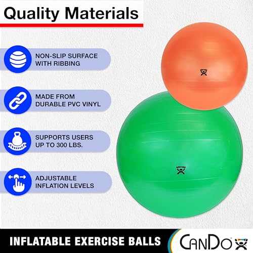 CanDo - Blue Non-Slip PVC Inflatable Exercise Ball, 12" Diameter, 300 lbs Capacity