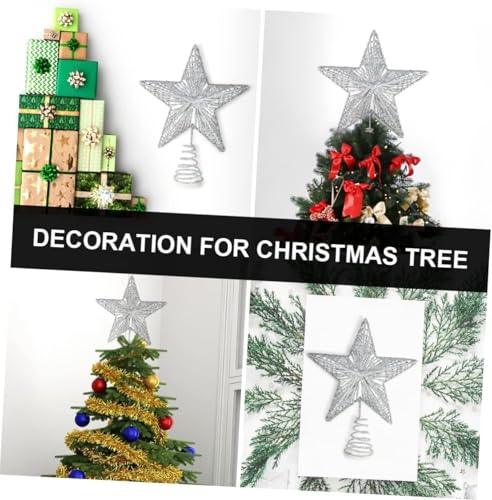BESTONE Glittering Hollow Small Star Christmas Tree Topper,Five-Pointed Star Christmas Tree Topper Ornament Suitable for DIY Crafts, Home Christmas Tree and Other Holiday Decorations（Silver） - Medaid International