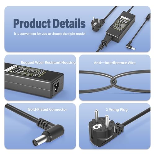 Natno - 90W Charger for Sony Vaio, Compatible with Multiple Models, 19.5V Output