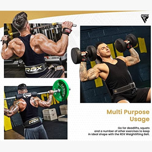 RDX - 4 Inch Leather Weightlifting Belt for Bodybuilding & Powerlifting Support