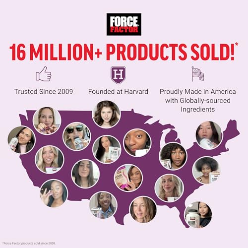 Force Factor Hair Growth Accelerator Soft Chews, Hair Growth Vitamins for Women and Men with Clinically Studied Lustriva and Biotin, Promotes Thicker, Fuller, Stronger Hair, Mixed Berry, 60 Soft Chews - Medaid International