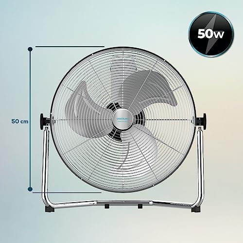 Cecotec - EnergySilence 4300 Pro Fan, 110W, 3 Speed, Adjustable Tilt, Chrome Finish