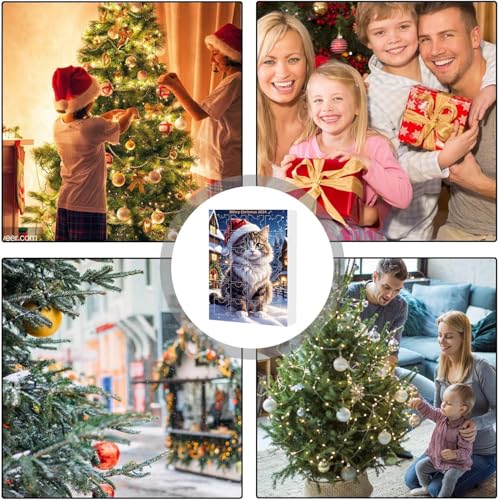 DandelYunx Cat Advent Calendar 2024 | 24-Day Christmas Countdown with Acrylic Cute Cat Ornaments | Christmas Tree Decoration for Cat Lovers - Medaid International