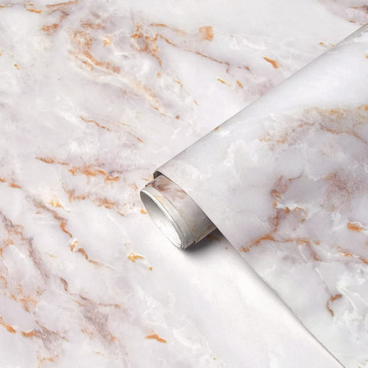 Cohoo Home Marble Contact Paper for Countertops Marble Peel and Stick Wallpaper Removable Self Adhesive Wallpaper Matte Peel and Stick Countertops Kitchen Cabinet Waterproof 23.6inW 118inL White/Gold - Medaid International