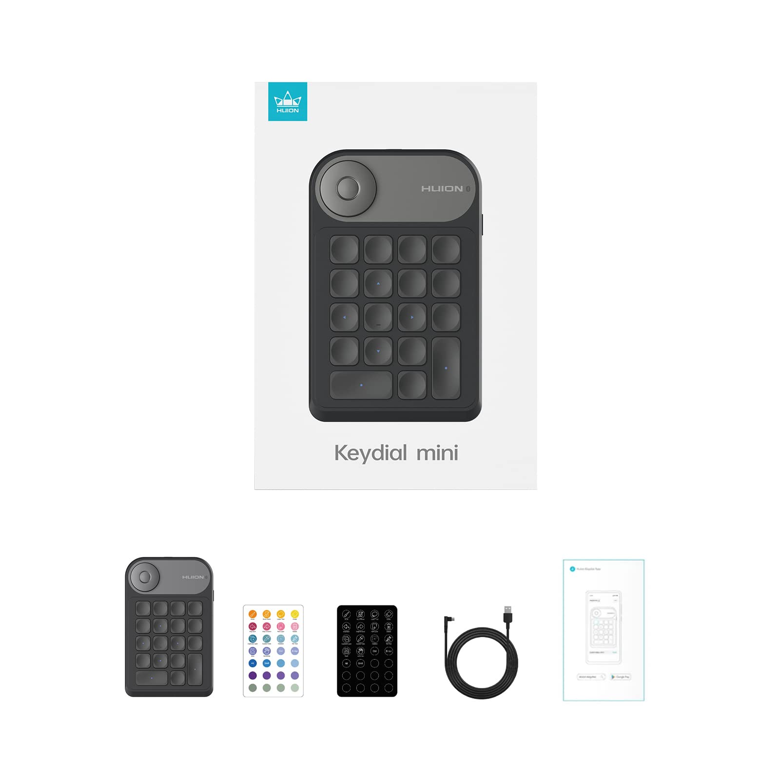HUION Keydial Mini Bluetooth Programmable Keypad with Dial 5 Keys Anti-ghosting 18 Customized Keys, Wireless Shortcut Keyboard for Drawing Tablet, PC, MacBook, Surface Pro, Laptops - Medaid International