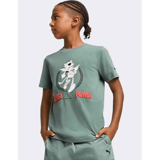 Puma Super Boys Lifestyle T-Shirt Green Moon - Medaid International