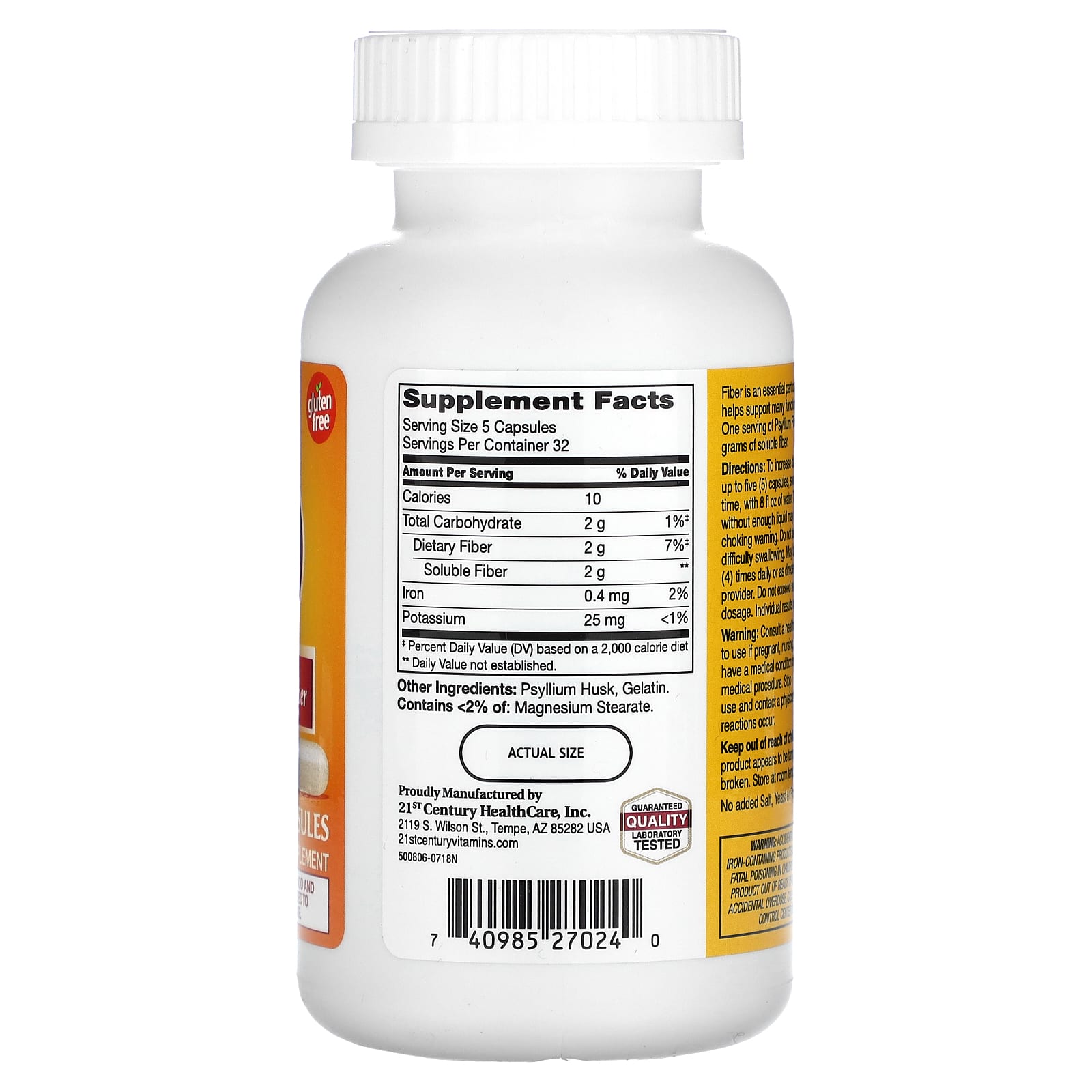 21st Century, Psyllium Fiber, 160 Capsules - Medaid