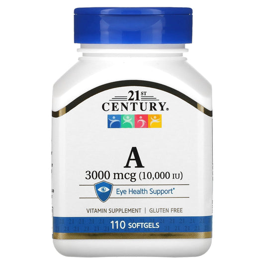 21st Century, Vitamin A, 3,000 mcg (10,000 IU), 110 Softgels - Medaid