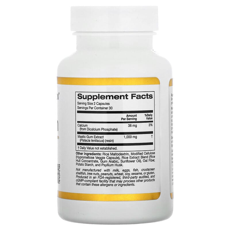 California Gold Nutrition, Mastic Gum, 500 mg, 60 Veggie Capsules - Medaid International