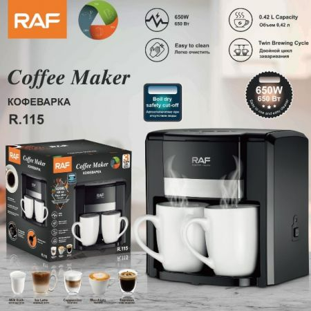 RAF Coffee Maker With 2 Free Mug 650W 420ML R115 - Medaid International