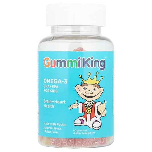 GummiKing, Omega-3 DHA + EPA for Kids, Strawberry, Orange and Lemon, 60 Gummies - Medaid International