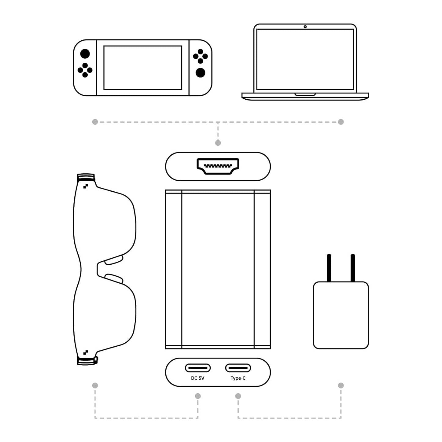 HDMI to Type-C and charging adapter for AR Glasses - Medaid International