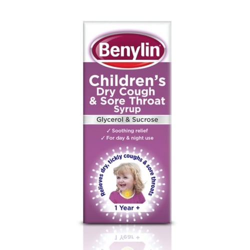 Benylin - Children's Dry Cough and Sore Throat Syrup 1+ Year 125ml - Medaid