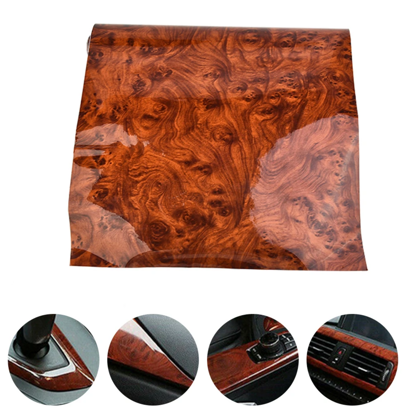 High Gloss Car Sticker Waterproof Car Interior Adhesive Wood Grain Film - Medaid International
