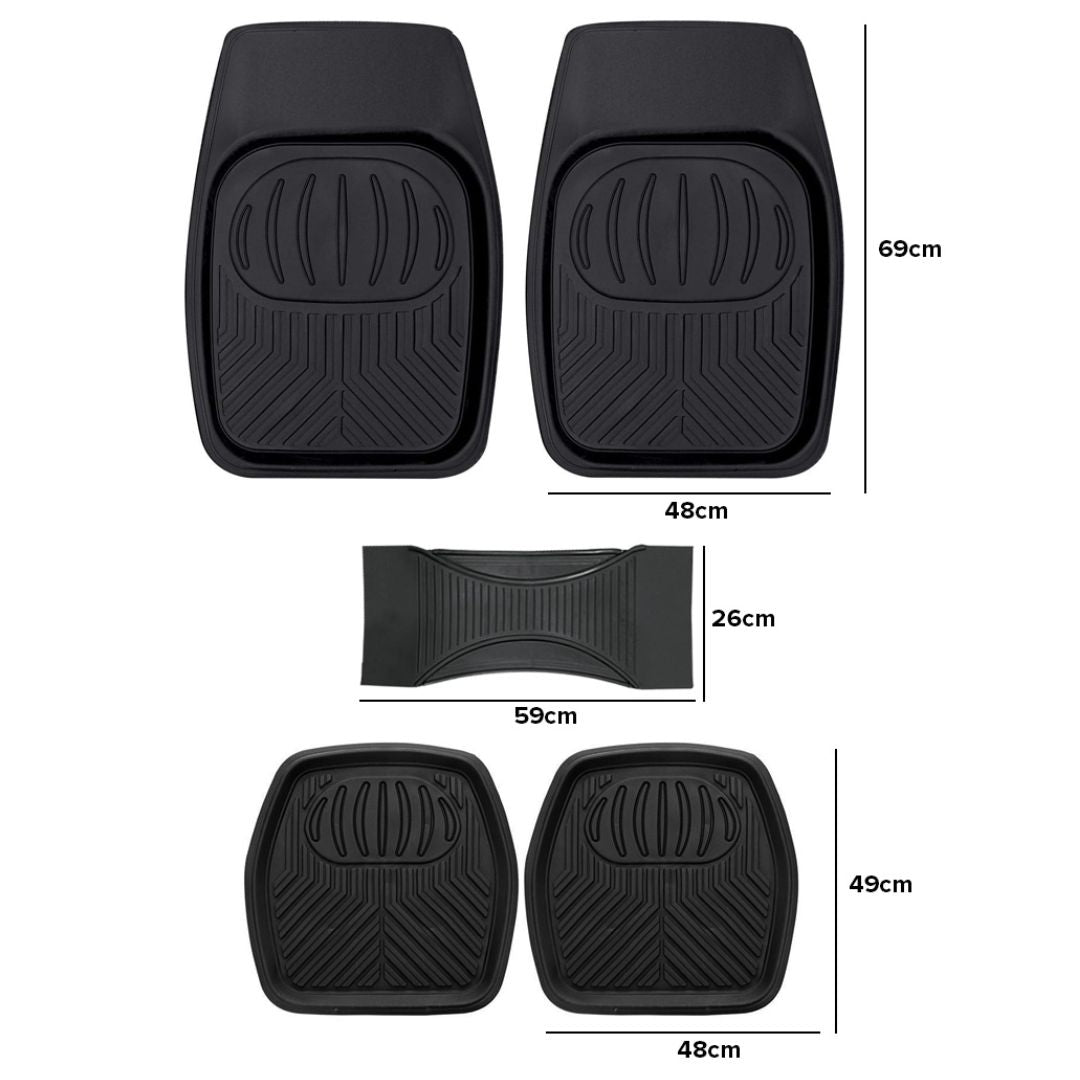 5-Piece Car Floor Mat Set, Anti-Slip Washable Mats for Vehicle Interior Protection (Black) - Medaid International