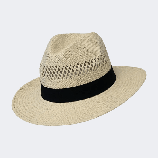 Stamion Fedora Black Ribbon Men Beach Hat Natural - Medaid International