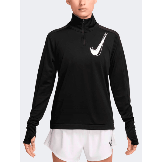 Nike Swoosh Half Zip Women Running Long Sleeve Black - Medaid International