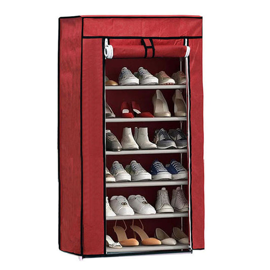 6 Layer Shoe Racks for Shoe Storage with Dustproof Non Woven Fabric Cover Multipurpose Racks Organizer for Shoes Clothes Books - Medaid