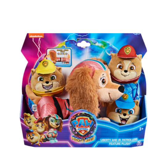PAW Patrol: The Mighty Movie, Mighty Pups Liberty Plush Toy with Three Junior Patroller Mini Stuffed Animals - Medaid International