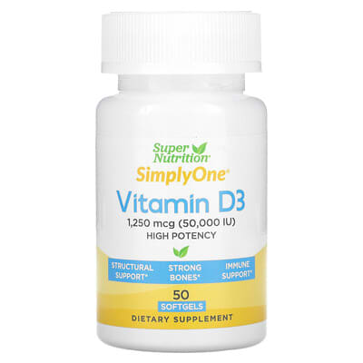 Super Nutrition, SimplyOne, Vitamin D3, 50,000 IU, 50 Softgels - Medaid International