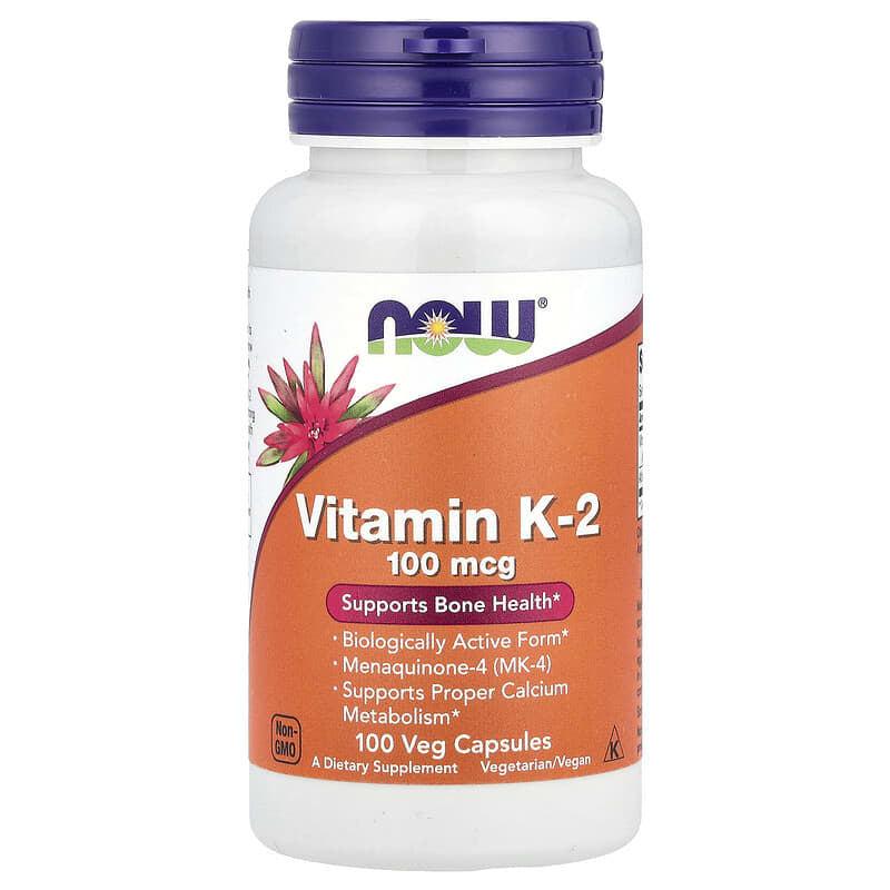 NOW Foods, Vitamin K-2, 100 mcg, 100 Veg Capsules - Medaid International