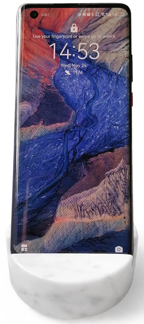 fashciaga Luxurious Marble Cell Phone Stand Holder for Cellphone Tablet On Desk, Countertop, Table, Nightstand. Heavy Real Stone Mobile Phone Stands (Solid) - Medaid International