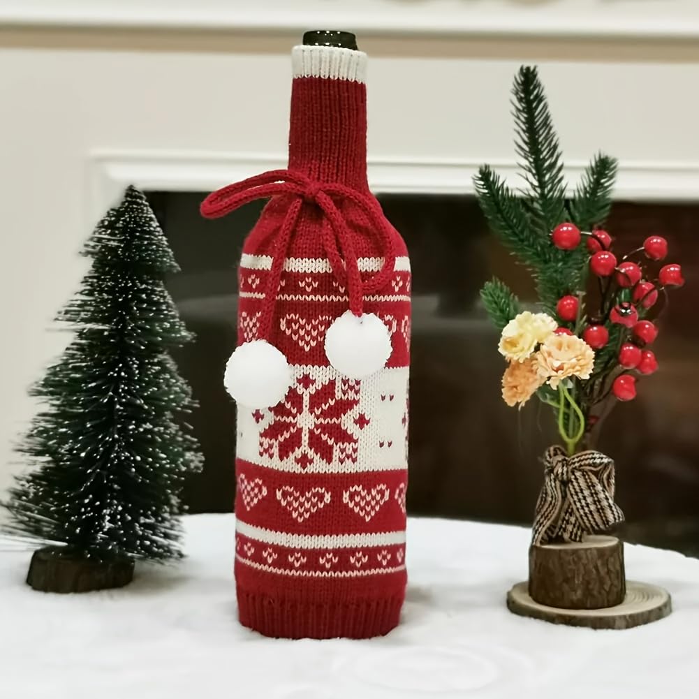 Christmas Bottle Topper Decor - Santa Wine Bottle Cover with Design, Festive Party Decoration for Holiday Home Decor, Christmas Party Supplies - Medaid International