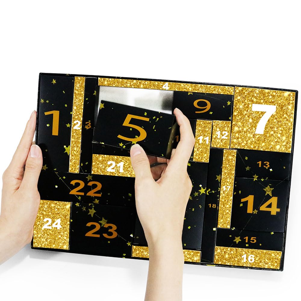 Makeup Advent Calendar 2025, 24 Days Countdown Calendar Christmas Birthday Valentines Day Xmas Gift Box, Makeup Gift Set For Teen Girls Women (black gold) - Medaid International