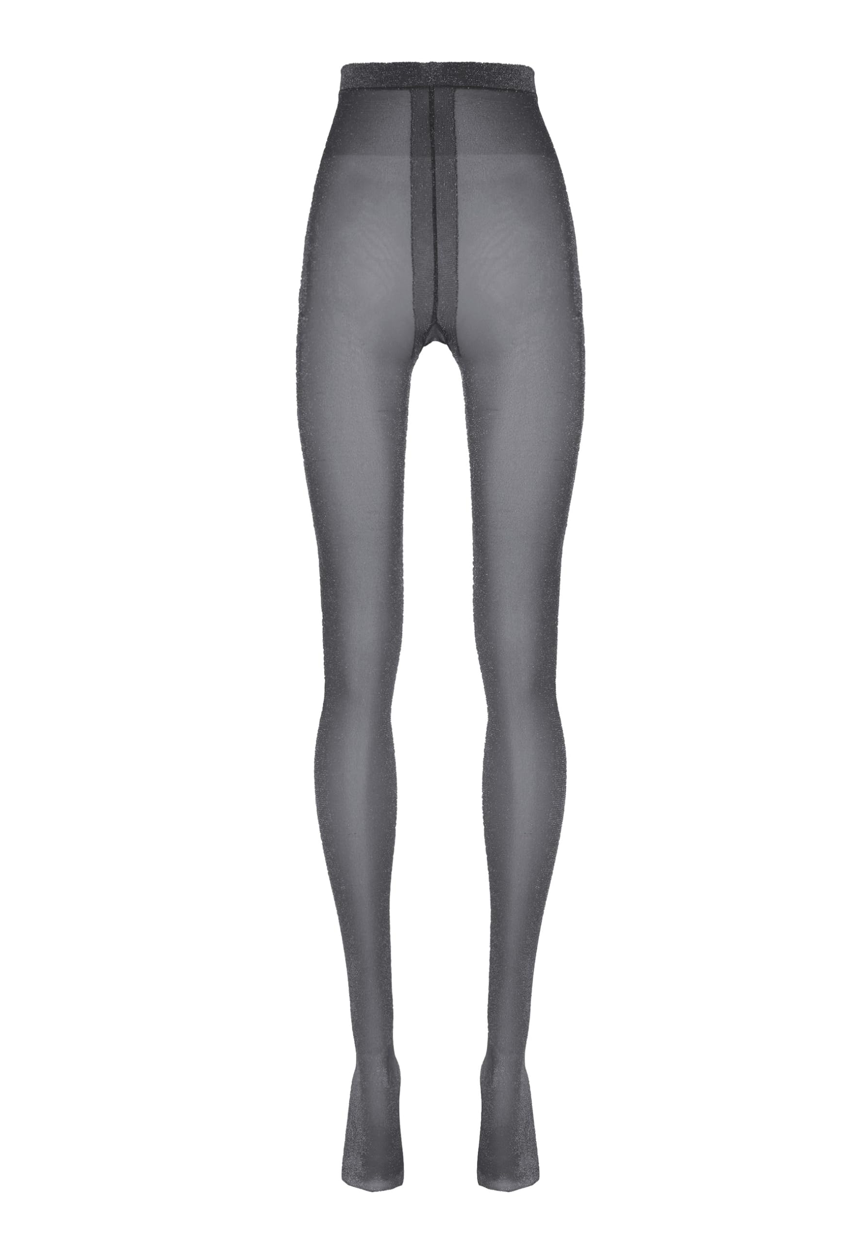 Wolford Shimmer Tights For Women Luxurious Soft Shiny Pantyhose with Extra-Fine Metallic Yarn Comfortable Knitted Waistband black/silver lurex Large - Medaid International