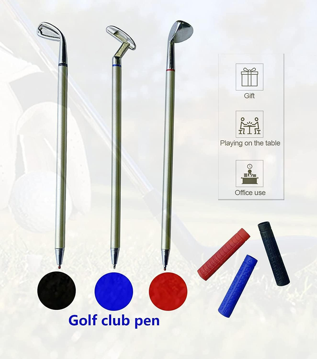 Golf Pen, Mini Golf Gift Set, Desktop Golf Ball Pen Gift, 3 Golf Clubs Pens with Balls and Flag - Medaid International