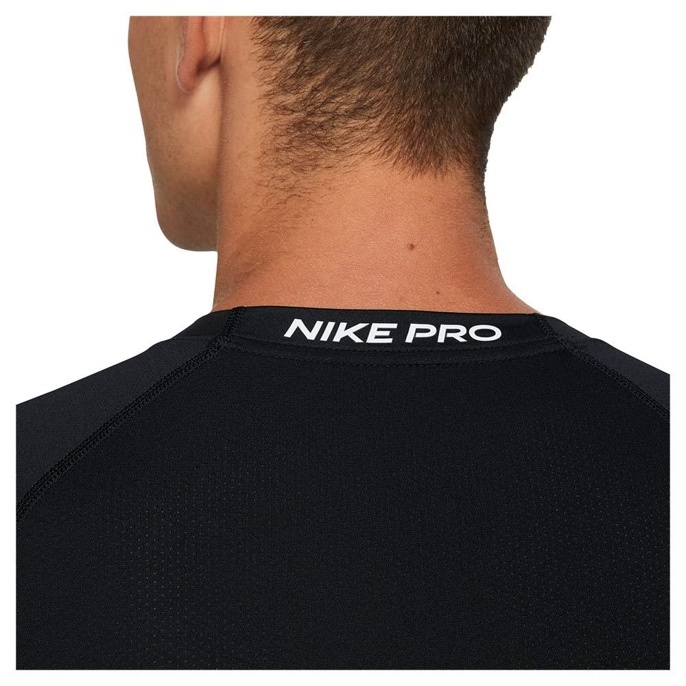 Nike Pro Dri-FIT Men's Tight Fit Short-Sleeve Top (as1, Alpha, s, Regular, Regular, Black/White) - Medaid International