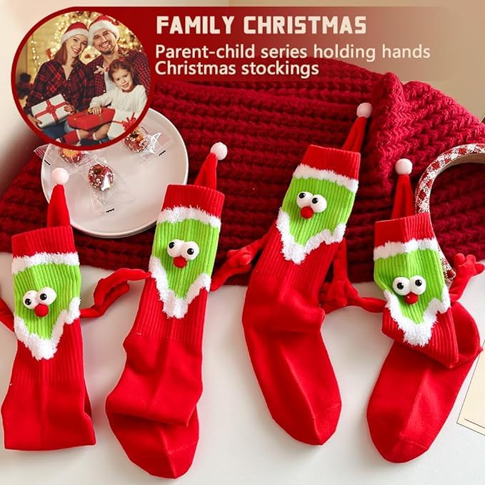 Christmas Holding Hand Socks Couple Magnetic Socks Funny Christmas Gifts Stocking Stuffers for Women Men Kids - Medaid International