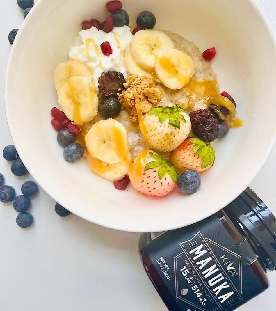 Kiva Raw Manuka Honey - Certified UMF 15+, MGO 514+ 100% Pure Genuine New Zealand, Non-GMO, Traceable (8.8oz/250g Bottle) - Medaid International