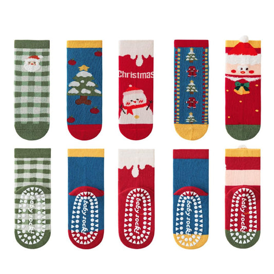 WATOCHE Kids Christmas Socks Toddler Nonslip Grip Christmas Xmas Socks for Baby Holiday Winter Warm for Boys/Girls(Nonslip Snowman Set,1-3T) - Medaid International