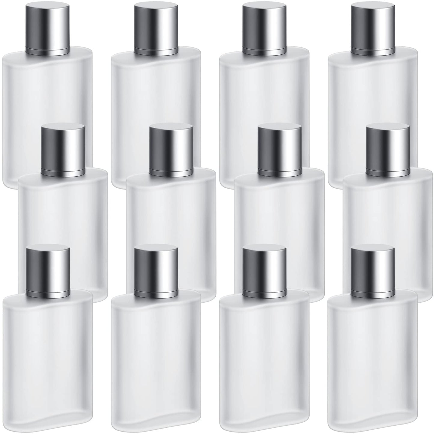 Tessco for you 6 Pcs 100ml / 3.4 Ounces Frosted Glass Bottle Perfume Atomizer refillable Spray Empty Perfume Dispenser Fine Mist Atomizer Cosmetic Container for Travel Men Women(Silver Gray) - Medaid International