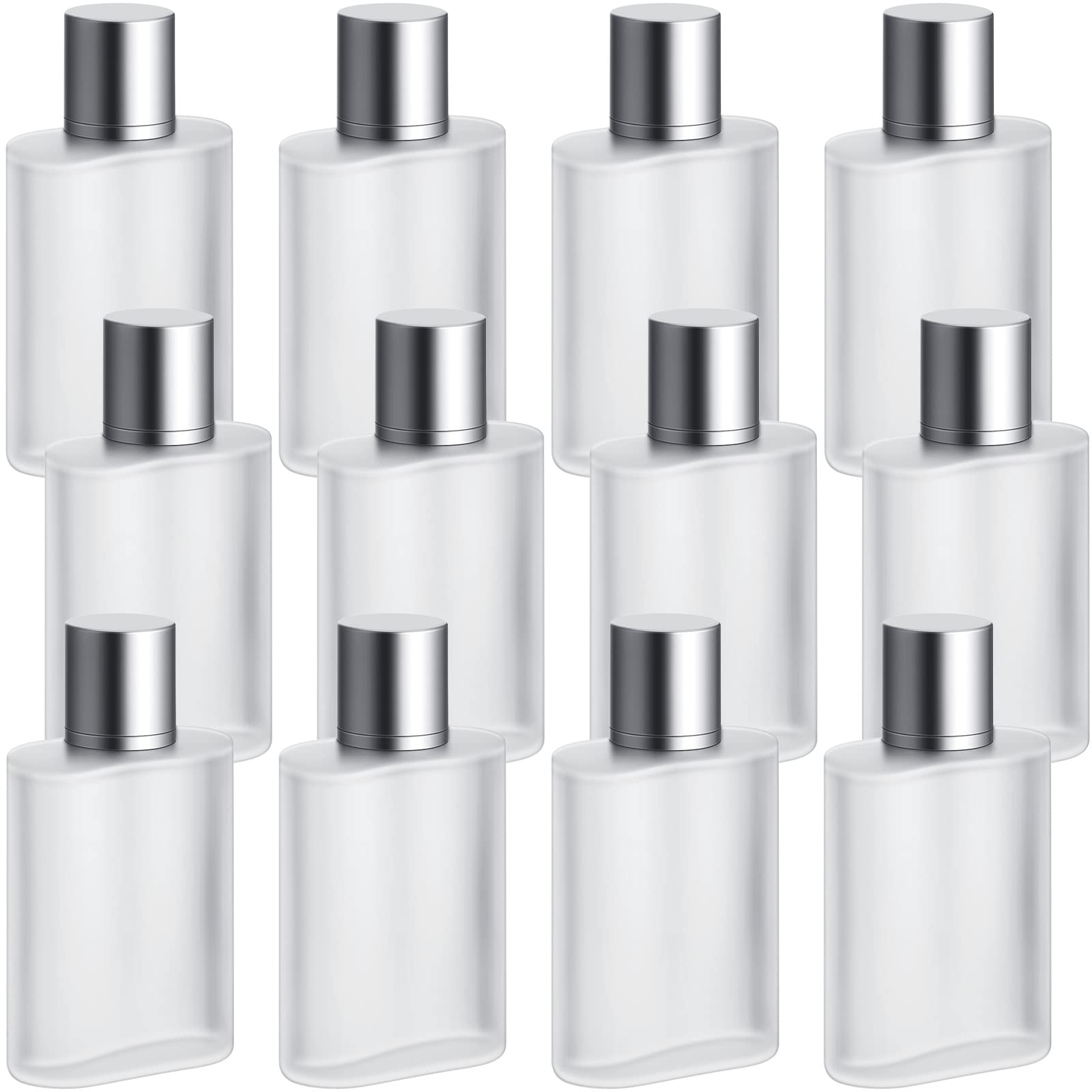 Tessco for you 6 Pcs 100ml / 3.4 Ounces Frosted Glass Bottle Perfume Atomizer refillable Spray Empty Perfume Dispenser Fine Mist Atomizer Cosmetic Container for Travel Men Women(Silver Gray) - Medaid International