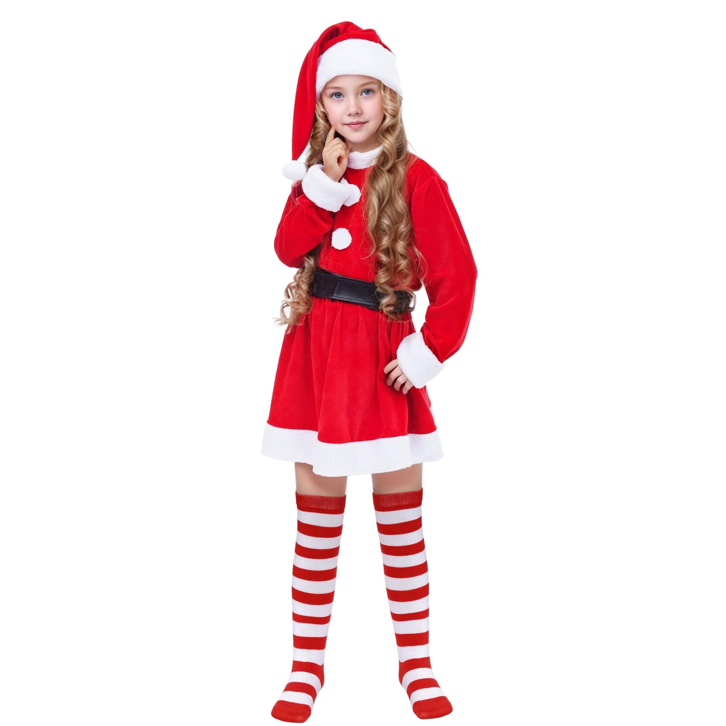 Dxhycc 3 Pairs Christmas Striped Knee High Socks Elf Candy Long Xmas Socks for Girls Boys Halloween Christmas Party - Medaid International
