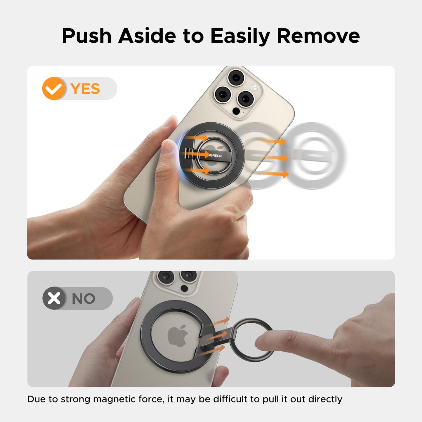 UGREEN Magnetic Phone Grip for MagSafe Phone Holder, Universal Strong Magnetic Ring Phone Stand Compatible with iPhone 17 Air 16 Pro 15 Pro Max 14 Plus 13 12, MagSafe Accessories - Medaid International