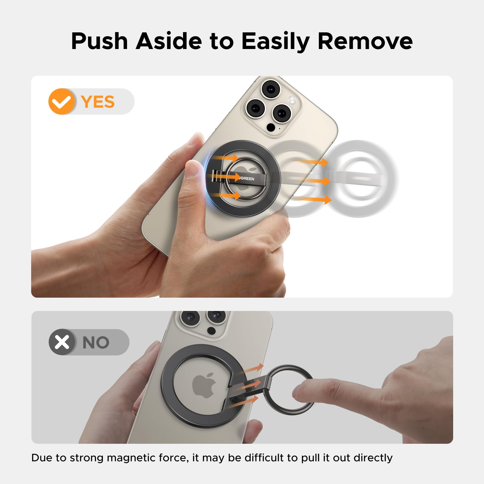 UGREEN Magnetic Phone Grip for MagSafe Phone Holder, Universal Strong Magnetic Ring Phone Stand Compatible with iPhone 17 Air 16 Pro 15 Pro Max 14 Plus 13 12, MagSafe Accessories - Medaid International