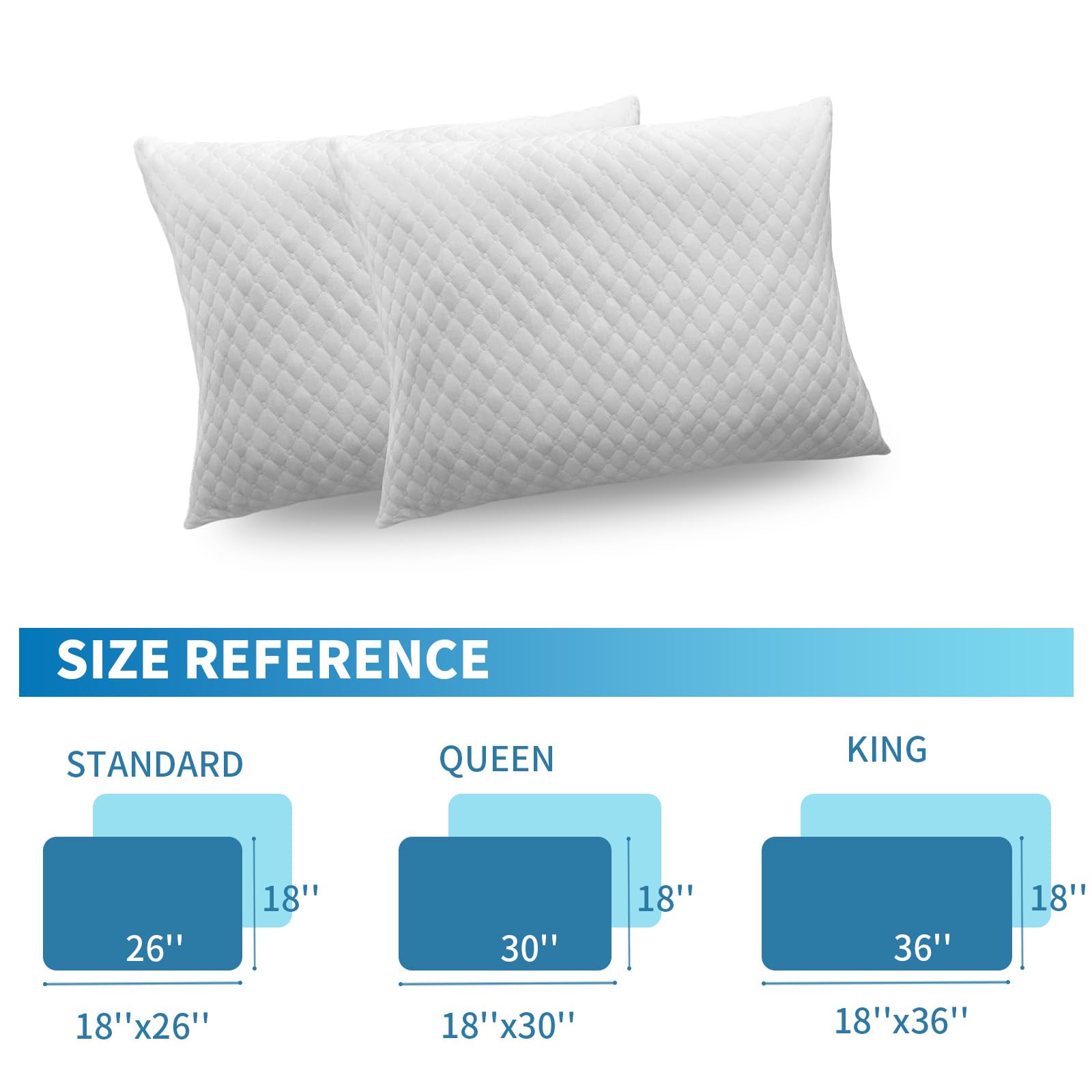 OAISZ Shredded Memory Foam Pillows, Cooling Bed Pillows Queen Size Set of 2 for Sleeping, Adjustable Firm Pillows for Side Back and Stomach Sleepers, Washable Removable Cover - Medaid International