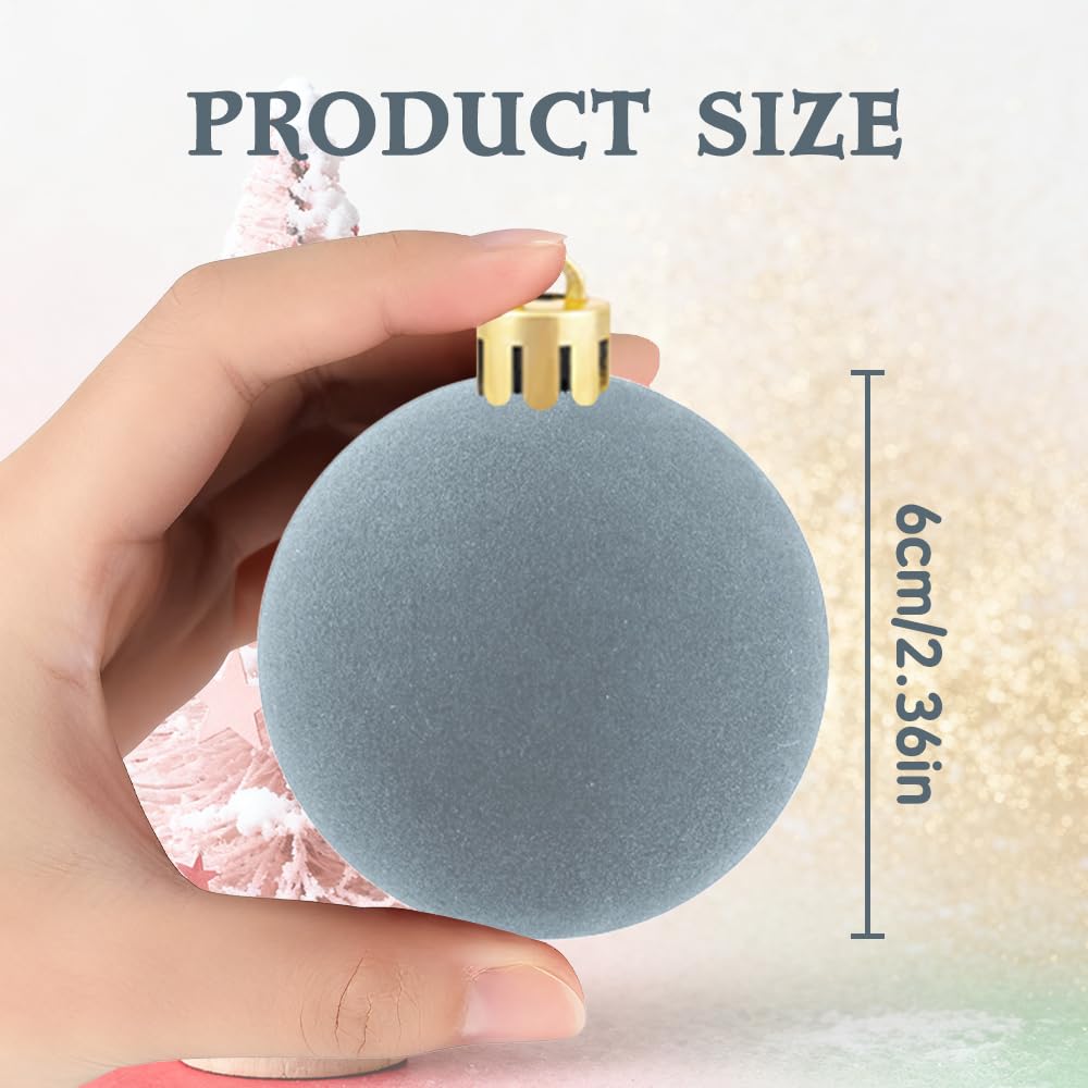 4Pcs Velvet Christmas Ball Ornaments, Grey Hanging Decor for Xmas Tree, Perfect for Holiday Thanksgiving Celebrations Christmas Indoor Home Party Decorations - Medaid International