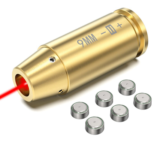 Feyachi Bore Sight 9mm Red Dot Laser Zeroing Bore Sighter Pistol Laser Boresighter with 3 Sets of 0.29 * 0.39 * 1 in, 9MM - Medaid International