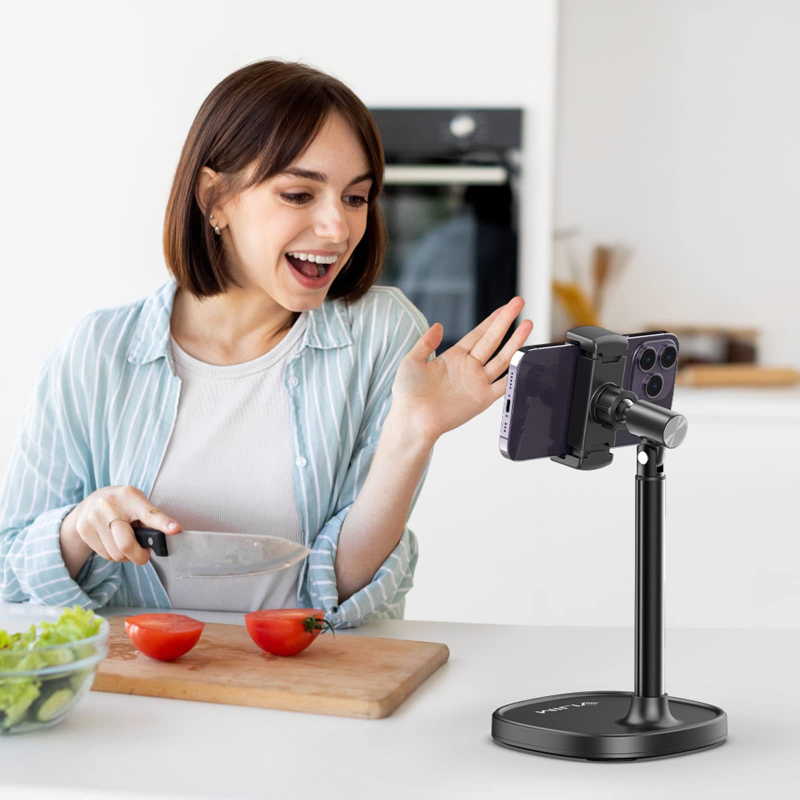 ULANZI Cell Phone Stand Mount for Desk, Vijim HP004 Adjustable Height & Angle Phone Holder, 360 Degree Rotating Desktop Phone Stand Compatible with iPhone, Samsung and All Phones - Medaid International
