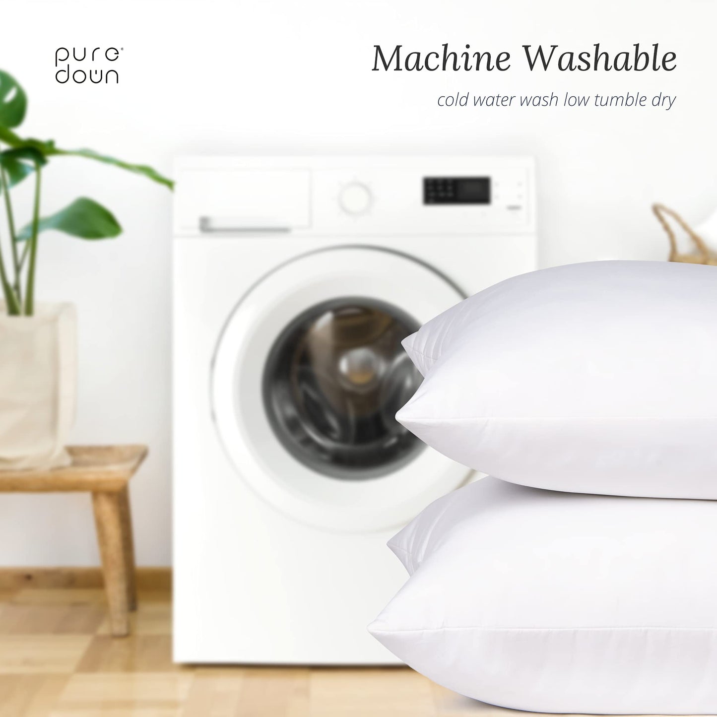 puredown® 18 x 18 Decorative Feather Down Throw Pillow Inserts (Set of 2, White) for Sofa, Couch, Bed, Machine Washable - Medaid International