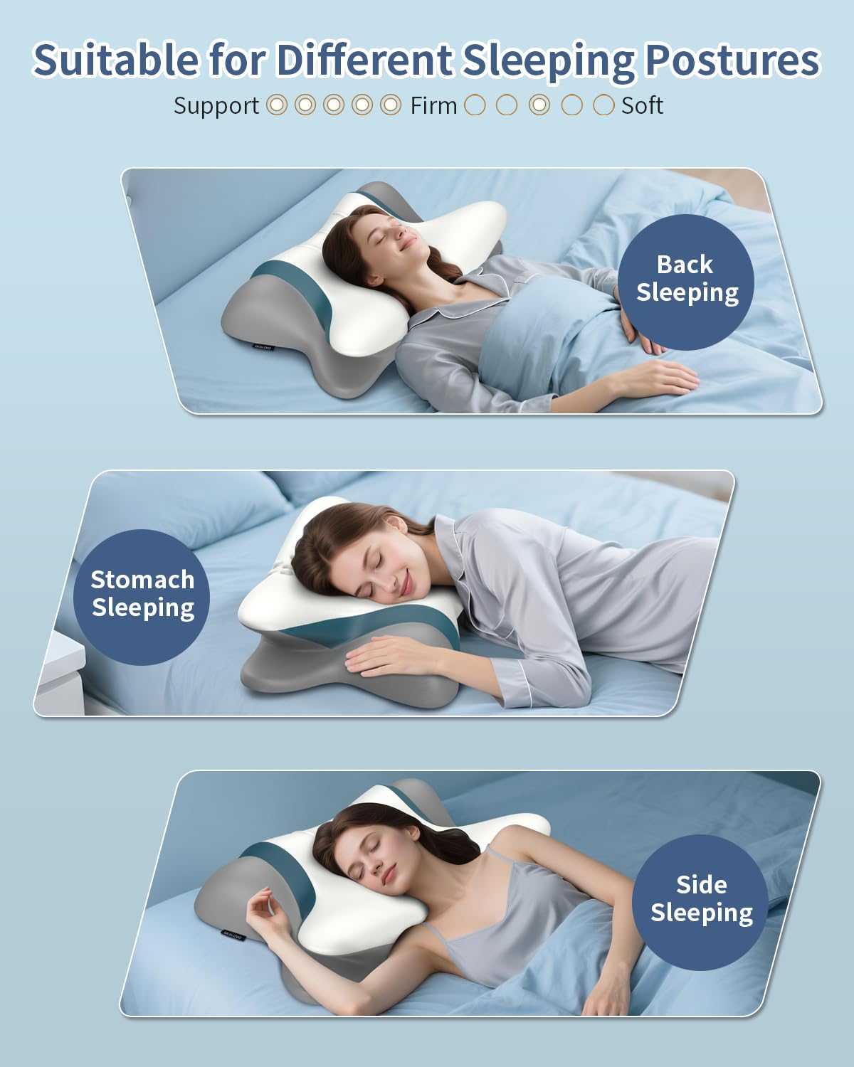 Cervical Neck Pillow for Pain Relief - Ergonomic Side Sleeper for Sleeping, Cooling Memory Foam Pillows for Neck Support, Contour Orthopedic Bed Pillow for Back Stomach Sleepers - Medaid International
